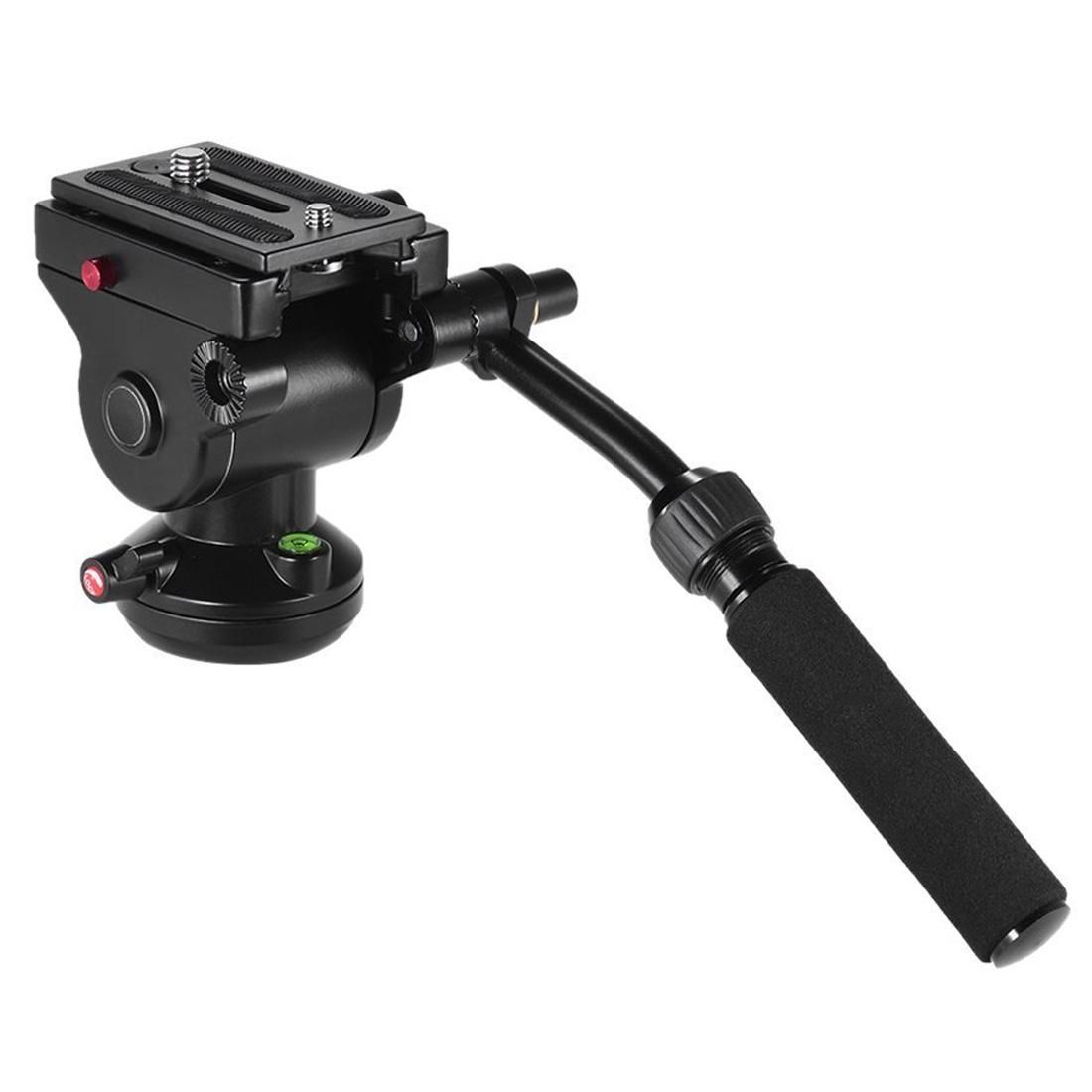 Aluminum Alloy Heavy Duty Video Camera Tripod Action Fluid Drag Head with Sliding Plate for DSLR & SLR Cameras (Black)