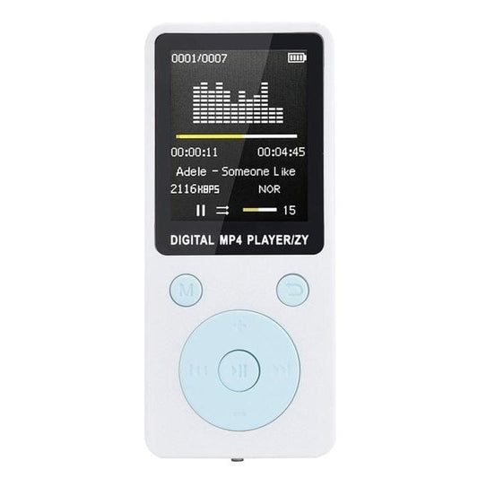 Portable MP4 Lossless Sound Music Player FM Recorder Walkman Player Mini Support Music, Radio, Recording, MP3, TF Card, No Memory (White)