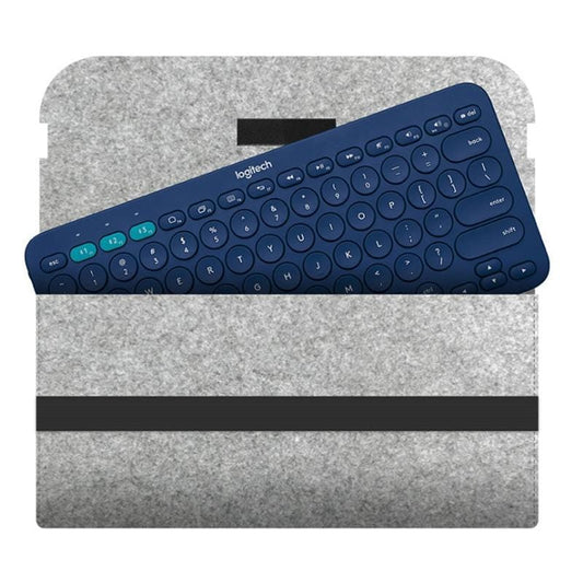 Portable Felt Wireless Bluetooth Keyboard Storage Bag Dust-proof Bag for Logitech K380 Keyboard, with Magic Stick (Light Grey)