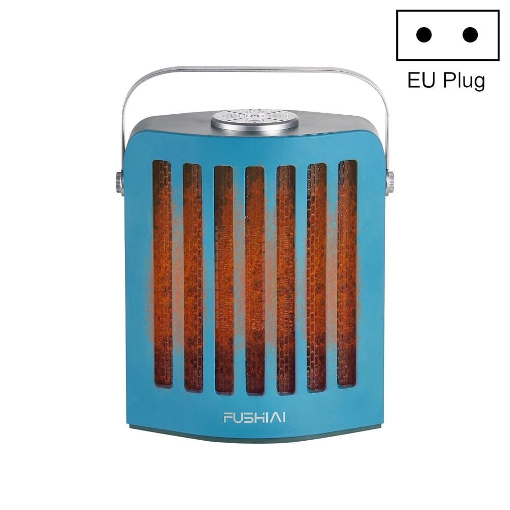 FUSHIAI Office Table Mini Small PTC Heater Desktop Quick Heat Silent Heater, Size:EU Plug (Green)