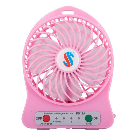 4.3 Inch Portable USB / Li-ion Battery Powered Mini Fan with Third Wind Gear Adjustment, Size: 14.8x12.4x4.5cm (Pink)