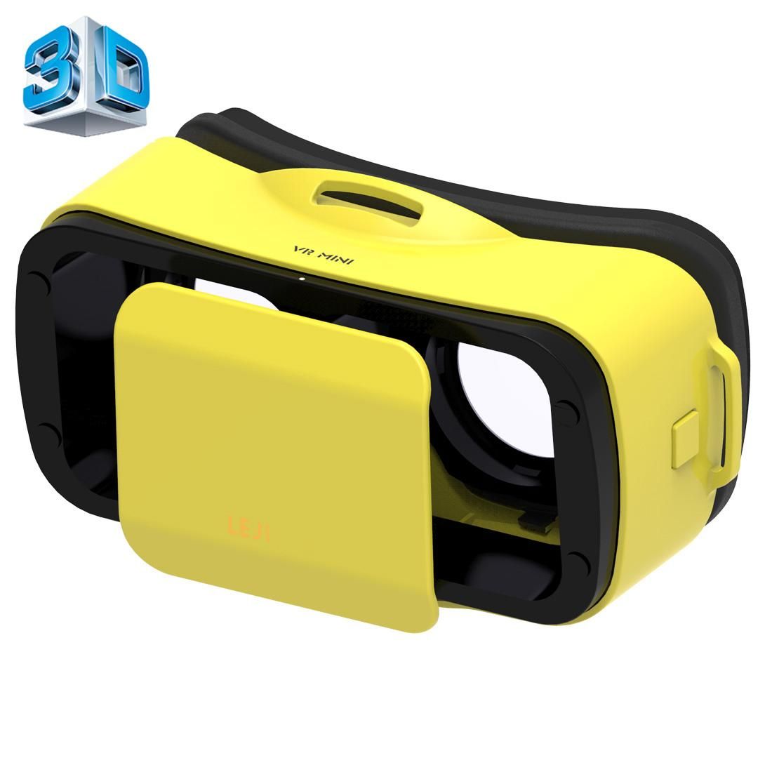 LEJI Mini VR Virtual Reality 3D Helmet Headset Glasses for 4.5-5.5 inch Smartphones (Yellow)