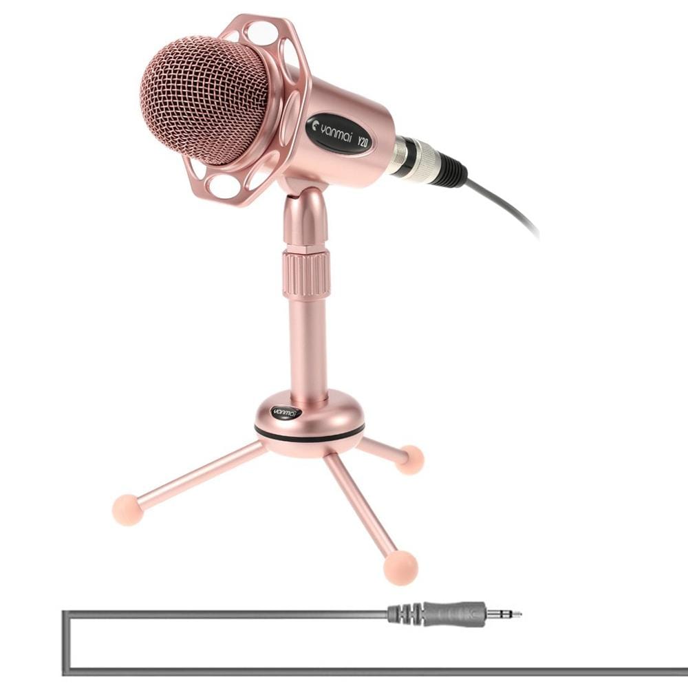 Yanmai Y20 Professional Game Condenser Microphone  with Tripod Holder, Cable Length: 1.8m, Compatible with PC and Mac for  Live Broadcast Show, KTV, etc. (Rose Gold)