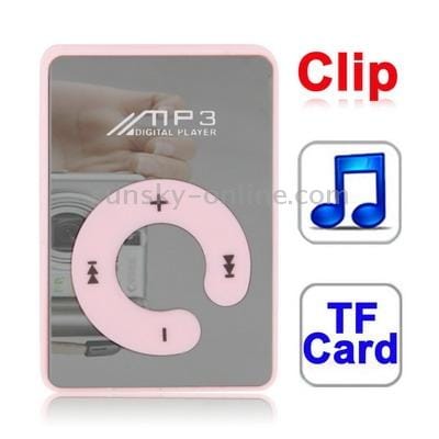 Mirror MP3 Player with TF Card Slot, Clip (Pink)