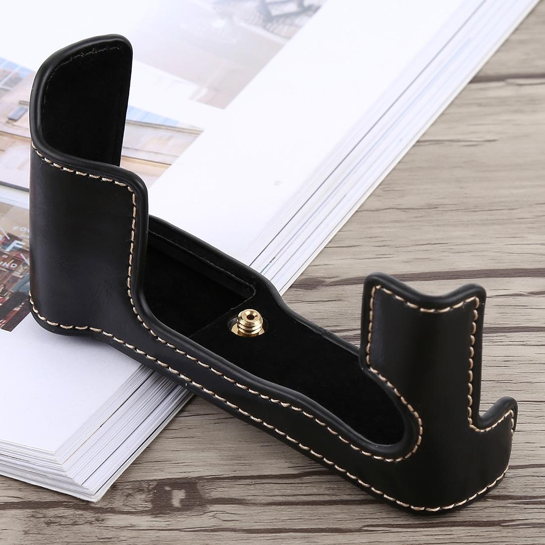 1/4 inch Thread PU Leather Camera Half Case Base for FUJIFILM X-T10 / X-T20 (Coffee)