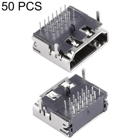 50 PCS 90 Degrees 19 Pin HDMI SMD Female PCB Mounted Socket Connector