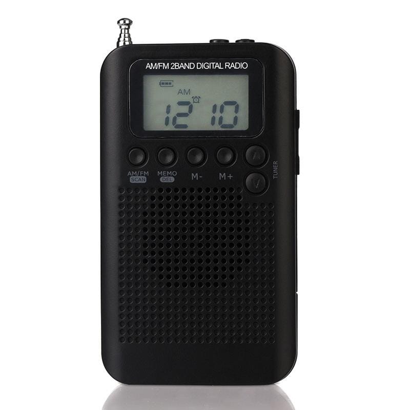 HRD-104 Mini Portable FM + AM Two Band Radio with Loudspeaker (Black)