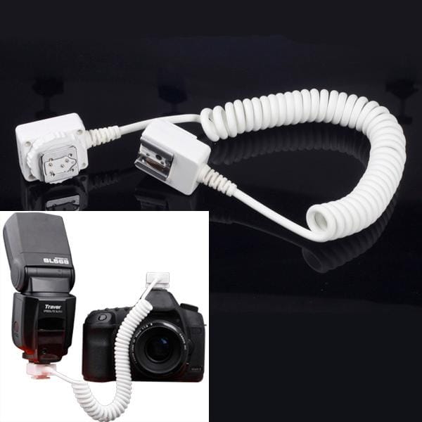 SC-12 TTL Off-Camera Flash Sync Coiled Cord for Canon EOS 7D / 5D / 5D Mark II / 70D / 60D / 50D / 1100D / 700D / 500D / 400D / 350D / G10 / G11, Length: 30cm , White (White)