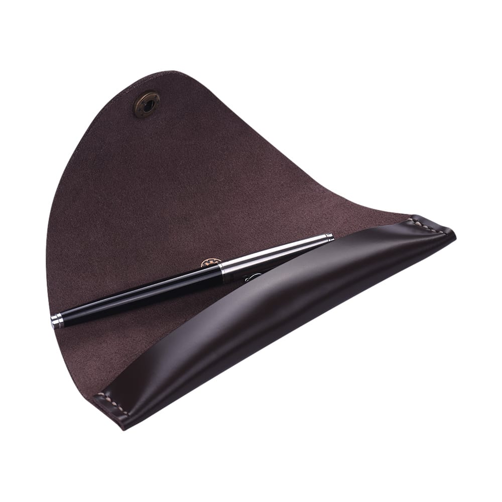 Antique Leather Pen Case Fountain Handmade Sleeve Bag Pouch - Brown