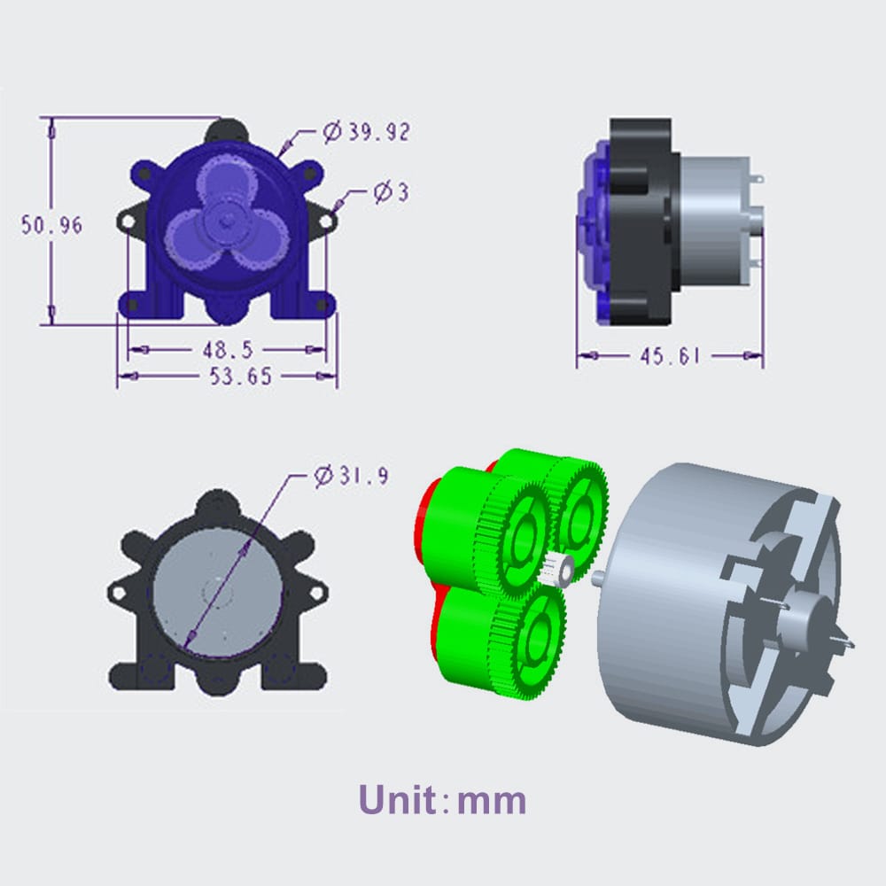 GROTHEN DC 6V DIY Dosing Pump Mini Peristaltic Dosing Head - 2mmX4mm