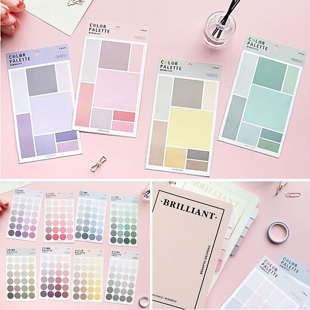 4 Sheets Color Labels Gradient Sticker Cute Stationery
