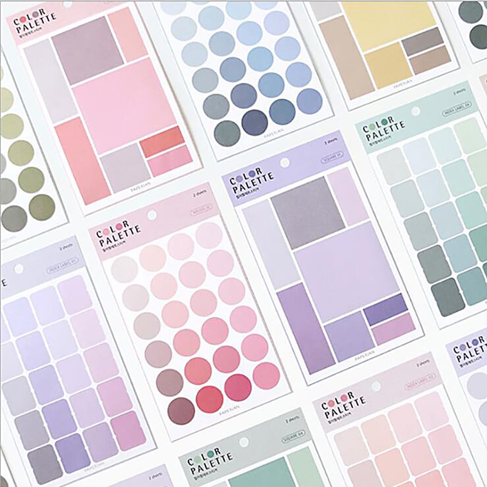 4 Sheets Color Labels Gradient Sticker Cute Stationery