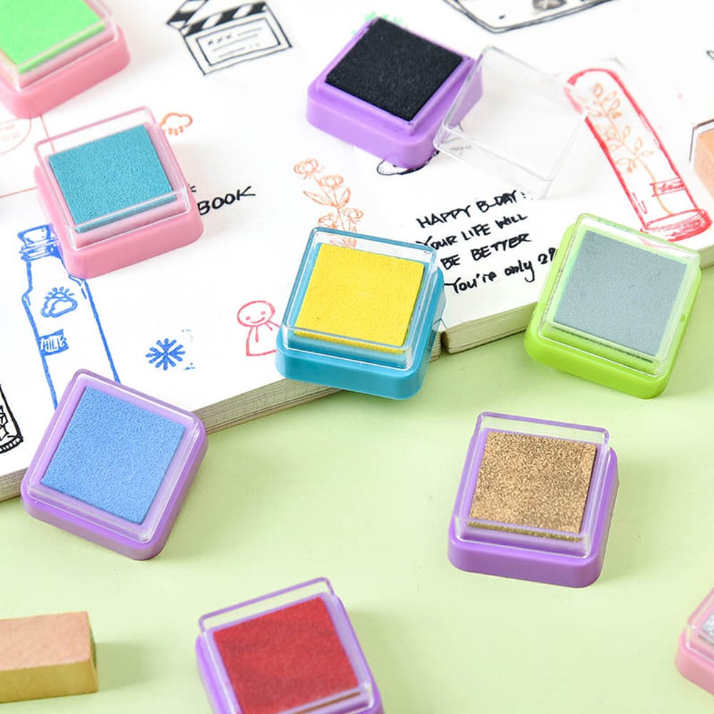 16 Colors Rainbow Ink Pad Finger Paint Cute Ink Pad for