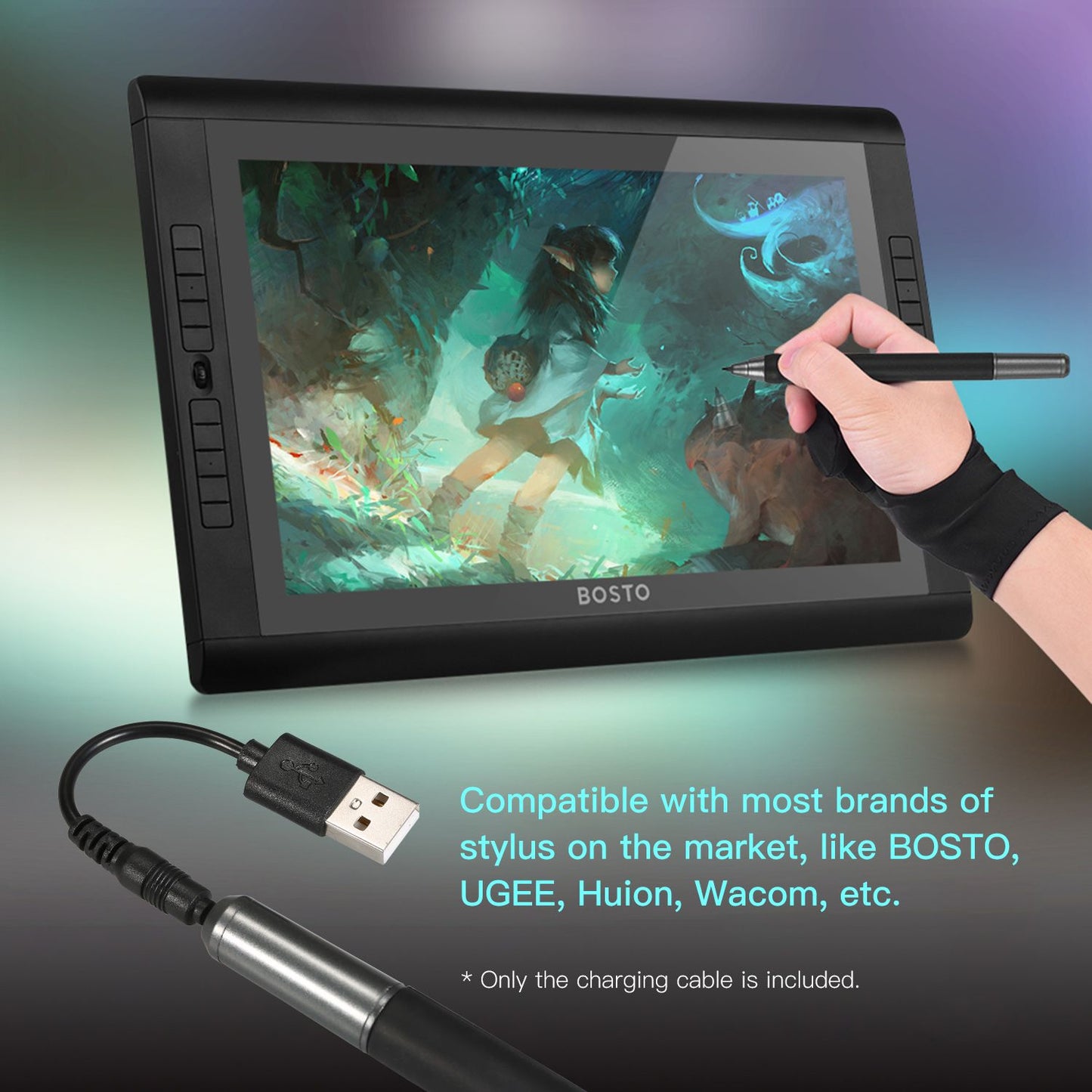 BOSTO Stylus Charging Cable Cord USB Charger 12cm Compatible
