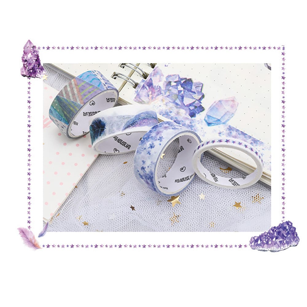 Washi Tape Set 4 Rolls 30mm 15mm 5mm Wide Decorative - Thousand Summer