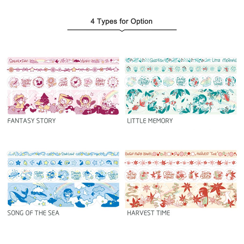 Cartoon Pearlized PET Washi Paper Tape Scrapbooking Tape - Little Memory