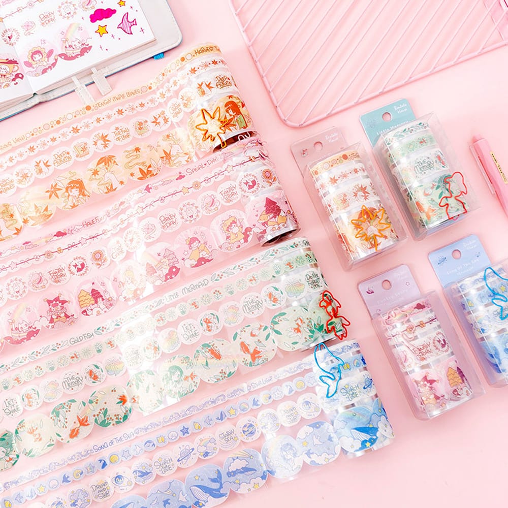 Cartoon Pearlized PET Washi Paper Tape Scrapbooking Tape - Little Memory