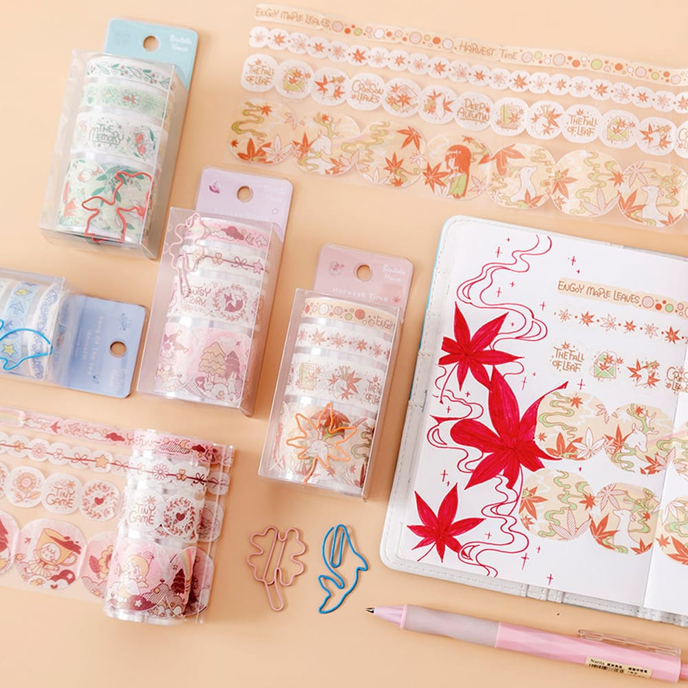 Cartoon Pearlized PET Washi Paper Tape Scrapbooking Tape - Little Memory