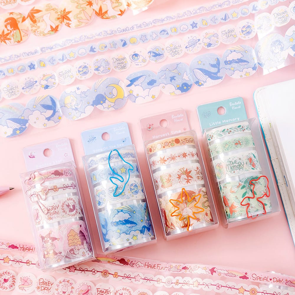 Cartoon Pearlized PET Washi Paper Tape Scrapbooking Tape - Little Memory