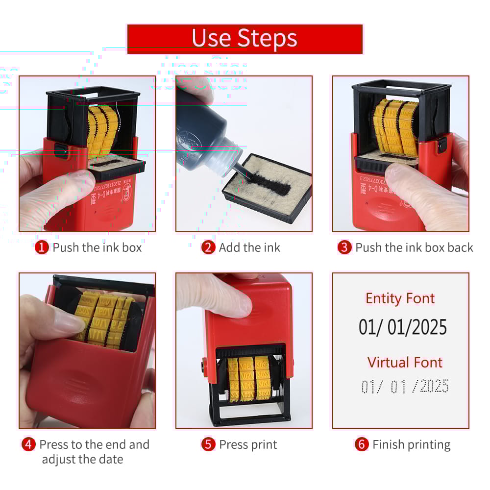 Handheld Portable Date Stamp Printer Quick-Drying Ink Date - Virtual Font