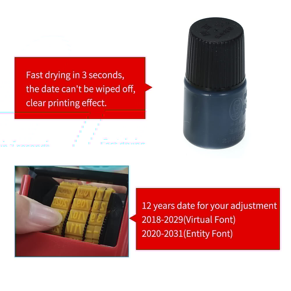 Handheld Portable Date Stamp Printer Quick-Drying Ink Date - Virtual Font