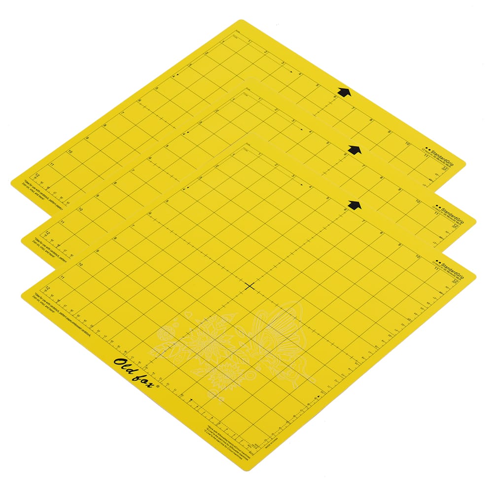 OLD FOX 3Pcs 12*12Inch Replacement Cutting Mat - StandardGrip(Yellow)