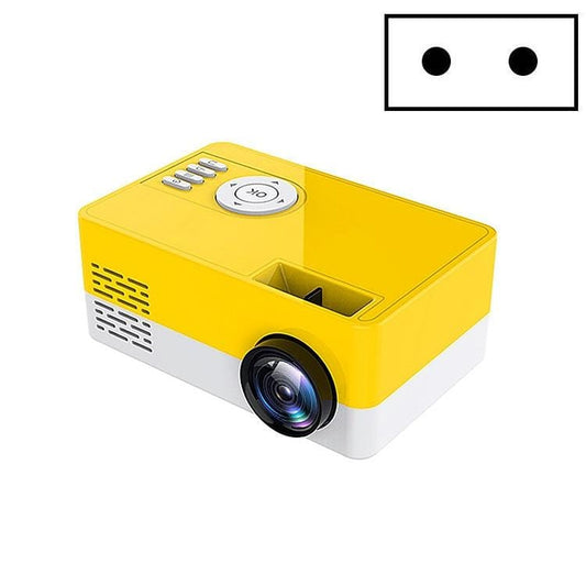 S261/J16 Home Mini HD 1080P Portable LED Projector, Support TF Card / AV / U Disk, Plug Specification:EU Plug (Yellow White)