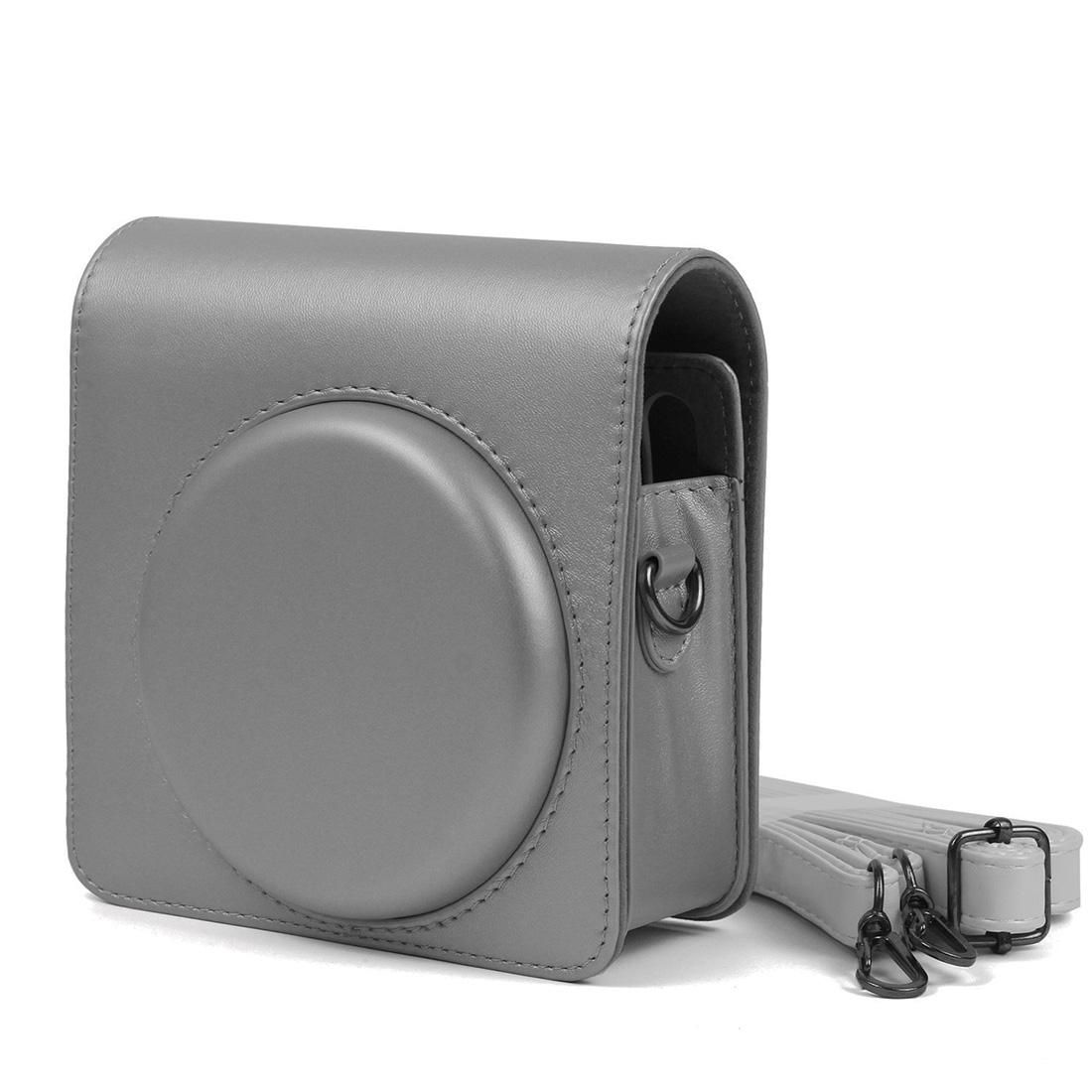 Pearly Lustre PU Leather Case Bag for FUJIFILM Instax SQUARE SQ6 Camera, with Adjustable Shoulder Strap (Grey)