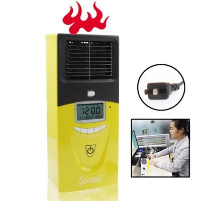 Portable LCD Display Screen Warm Air Condition with Time / Calendar / Temperature and EU Plug (Yellow)