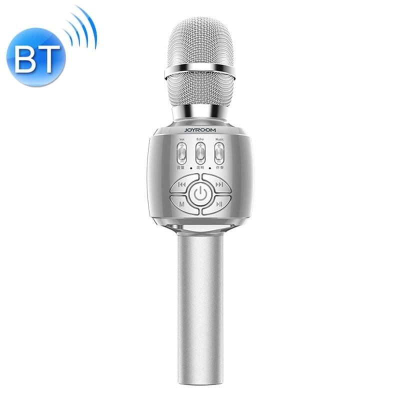 JOYROOM JR-MC2 Wireless Bluetooth External K Song Capacitive Microphone, Supports TF Card & 3.5mm Jack (Silver)