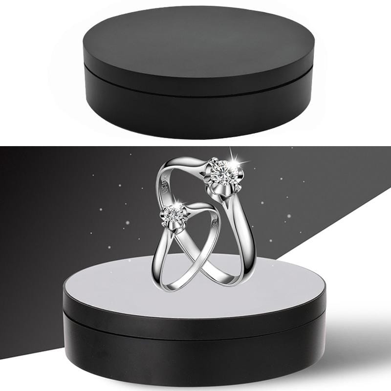13.8cm USB Charging Smart 360 Degree Rotating Turntable Display Stand Video Shooting Props Turntable for Photography, Load 3kg (Black)