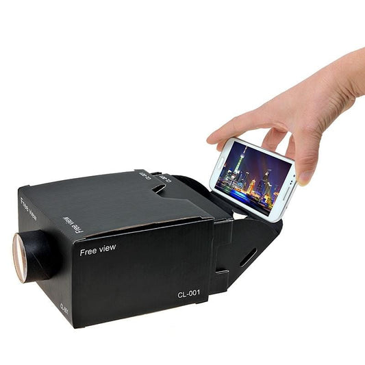 Free View DIY Portable Cardboard + Ordinary Optical Glass Lens Phone Projector (Black)