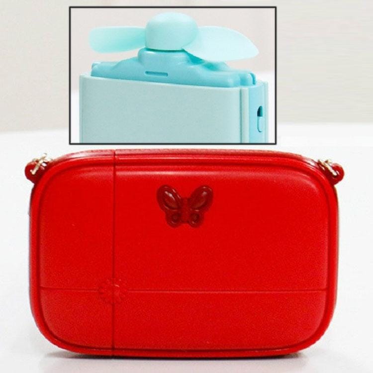 Summer Cool Rechargeable Portable Fan Cartoon Strange Handbag Hand-held Mini Fan (Red)