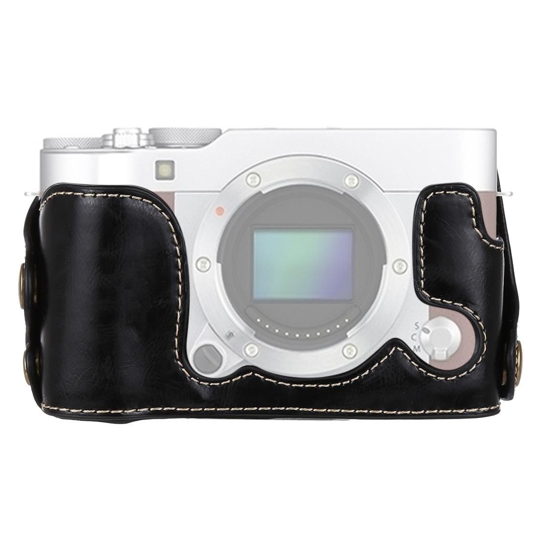 1/4 inch Thread PU Leather Camera Half Case Base for FUJIFILM X-A3 / X-A10 (Black)