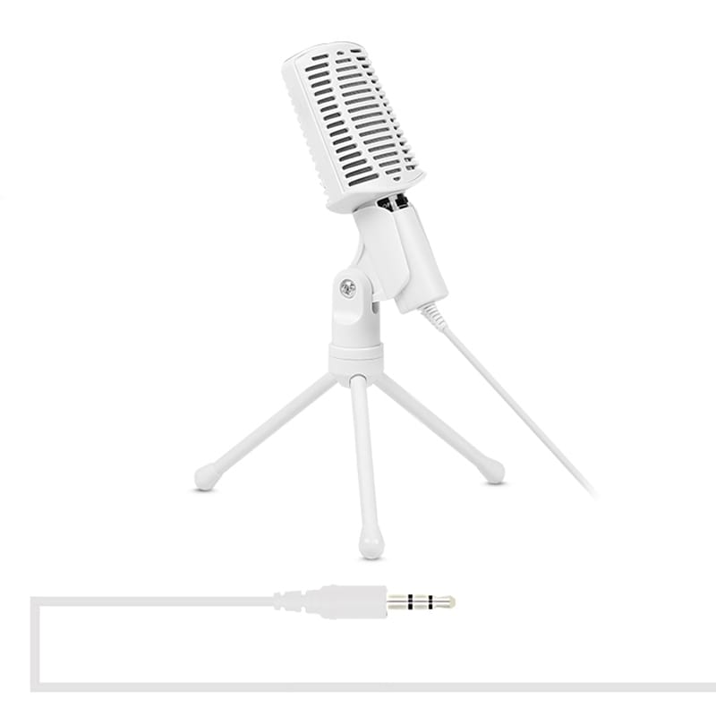 Yanmai SF-940 Professional Condenser Sound Recording Microphone with Tripod Holder, Cable Length: 2.0m, Compatible with PC and Mac for  Live Broadcast Show, KTV, etc. (White)