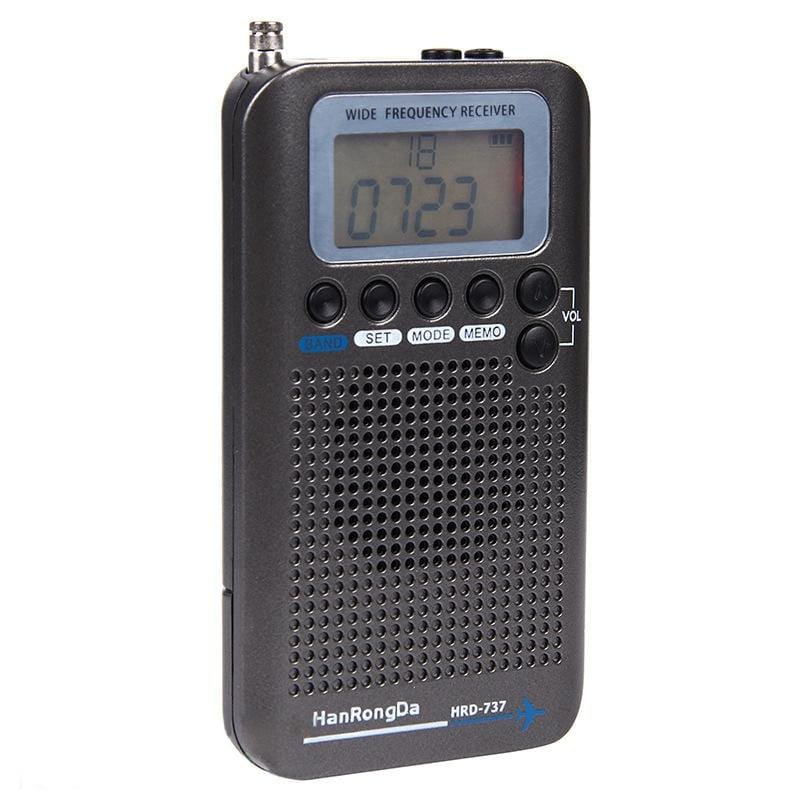 HRD-737 Portable Aircraft Band Radio Wide Frequency Receiver (Black)