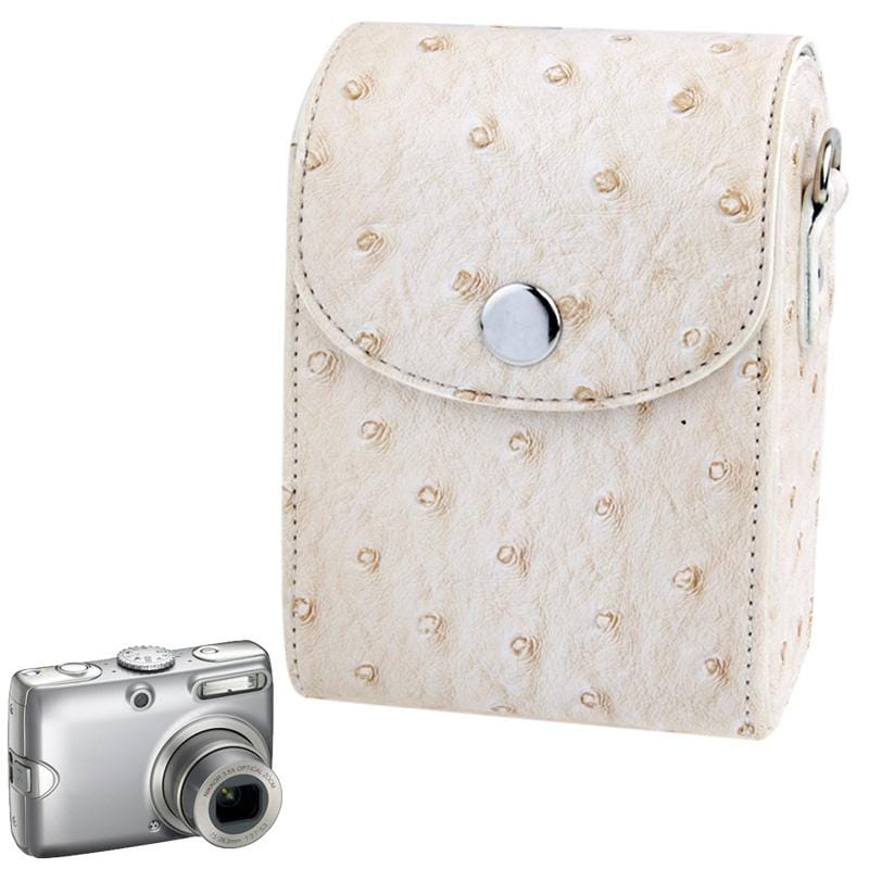 Ostrich Skin Texture Universal Mini Leather Camera Bag with Strap (White)