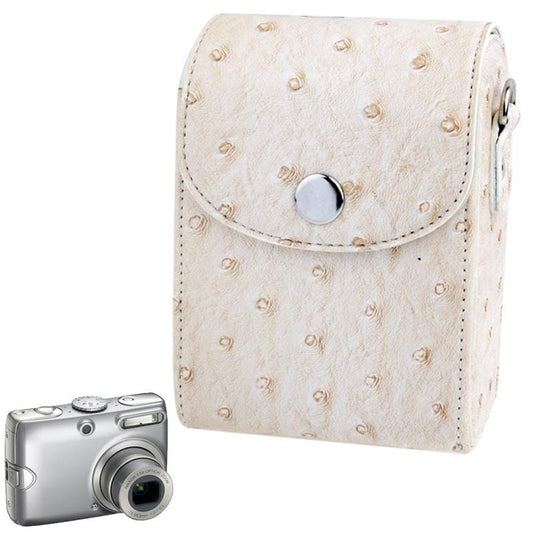 Ostrich Skin Texture Universal Mini Leather Camera Bag with Strap (White)