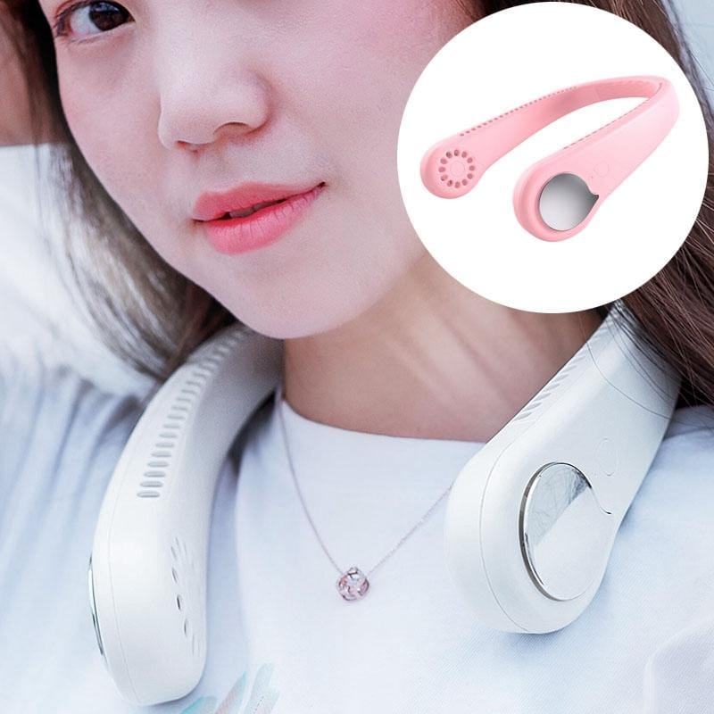 M6 Creative Adjustable Mute Hanging Neck Type Electric Fan (Pink)