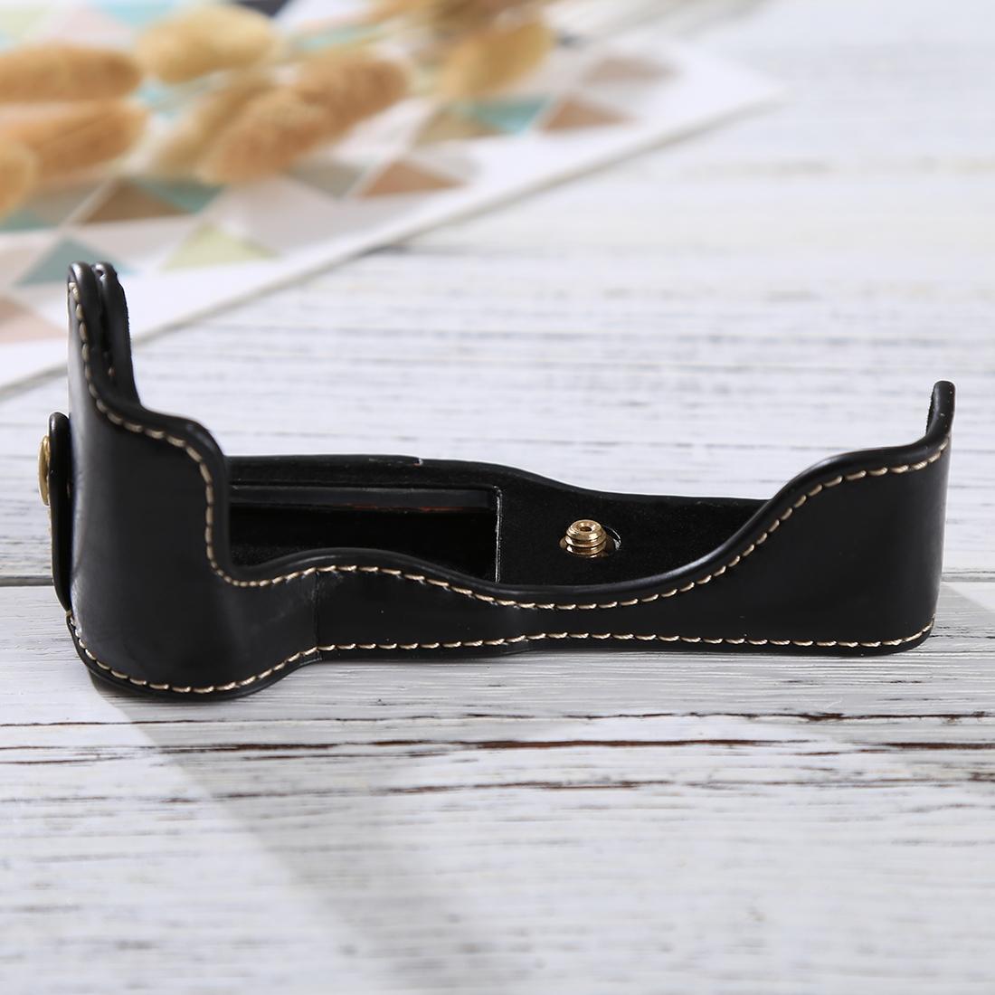 1/4 inch Thread PU Leather Camera Half Case Base for Canon EOS M3 (Coffee)