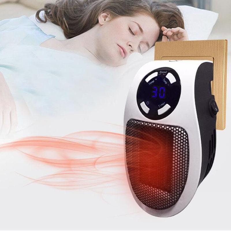 Mini Plug-in LCD Timing Electric Heater Office Home Heater Foot Warmer, Style:Without Remote Control, Plug Type:EU (White)