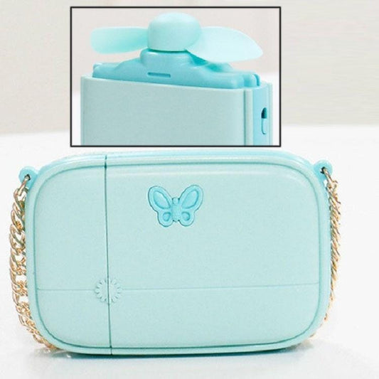 Summer Cool Rechargeable Portable Fan Cartoon Strange Handbag Hand-held Mini Fan (Blue)
