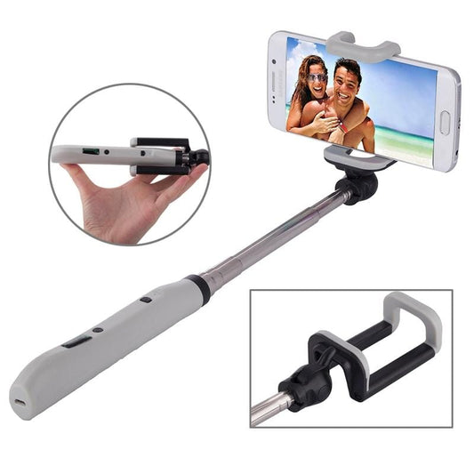 Portable Bluetooth Wireless Selfie Stick Monopod Folding Extendable Pocket Handheld Holder for iOS & Android Phone, Folded Length: 8.8cm, Max Extension Length: 80.0cm (Grey)