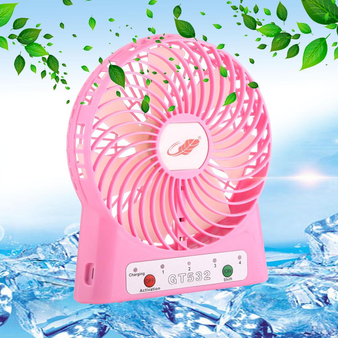 GONGTIAN GT532 Portable Multifuncional USB Rechargeable Fans, 4 Ranges Speed Modes (Pink)