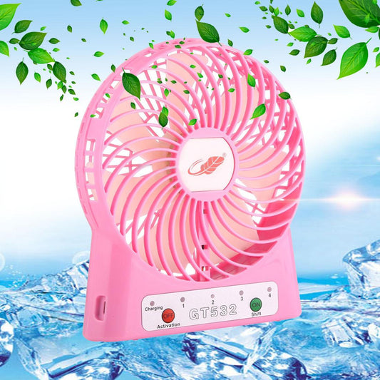 GONGTIAN GT532 Portable Multifuncional USB Rechargeable Fans, 4 Ranges Speed Modes (Pink)