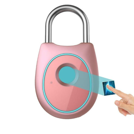 Portable Smart Fingerprint Lock Electric Biometric Door Lock USB Rechargeable IP65 Waterproof Home Door Luggage Case Lock Bluetooth Electronic Lock (Rose Gold)
