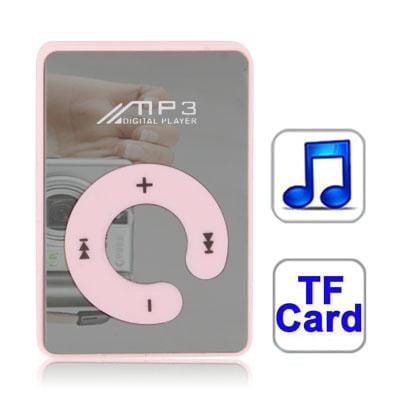 Mirror MP3 Player with TF Card Slot, Clip (Pink)