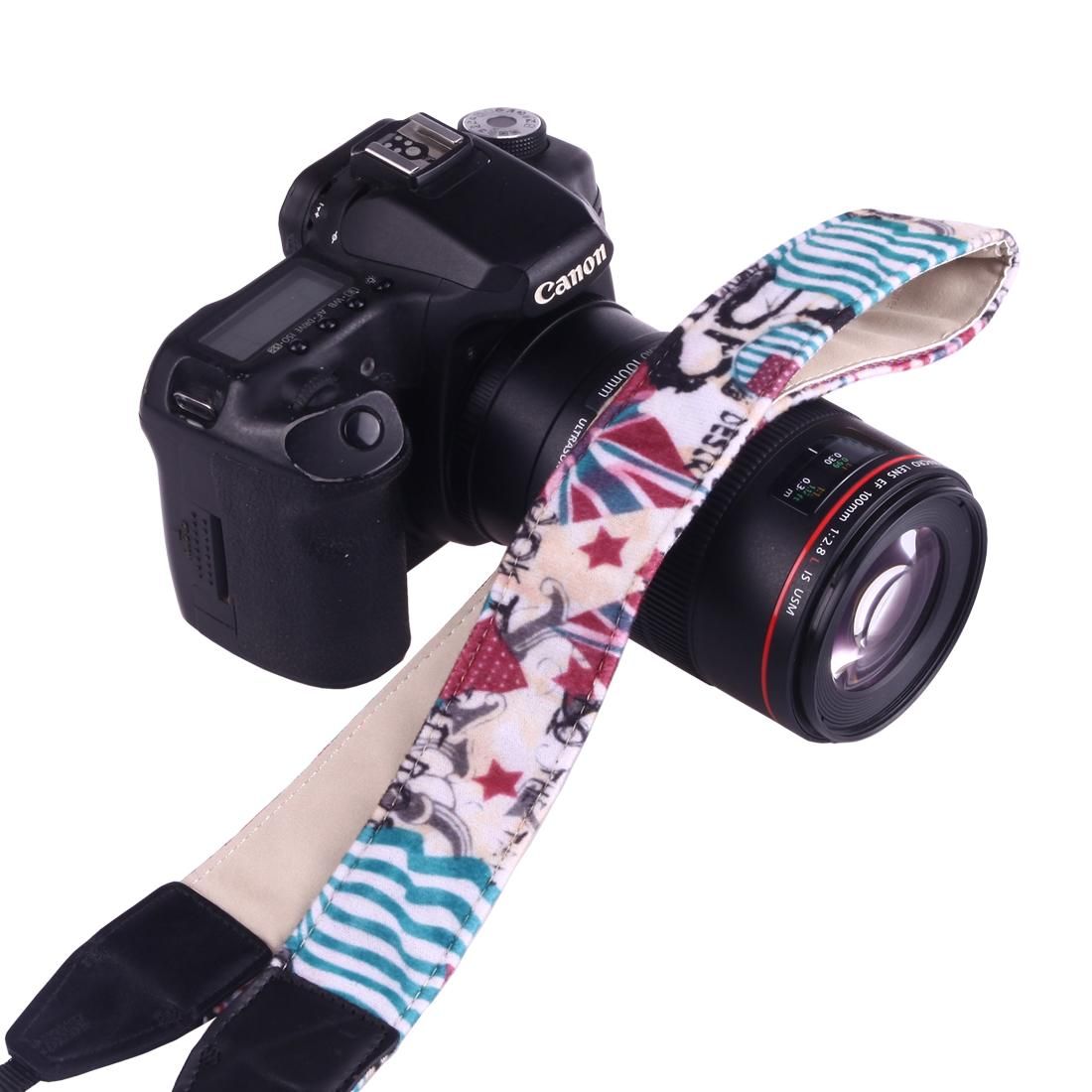 LYNCA LH-07 British Style Series Red Blue Flags Pattern Universal Genuine Leather Shoulder Neck Strap Camera Strap for Nikon / Canon / Sony / Panasonic / SLR DSLR ILDC (Style2)