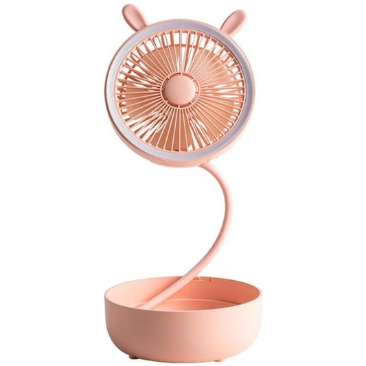 Outdoor Portable Storage Desktop Telescopic Folding Small Fan Aromatherapy Box Fill Light (Pink)