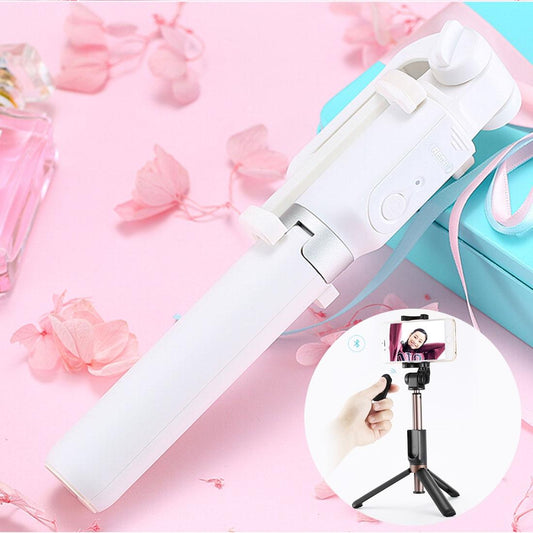 REMAX P9 2 in 1 Multi-functional Bluetooth Wireless Selfie Stick Selfie Tripod with Remote Control (White)